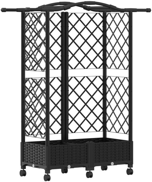 vidaXL Hochbeet mit Rankgitter und Dach Schwarz 124 x 40 x 129 cm PP 3423018 Bild 2