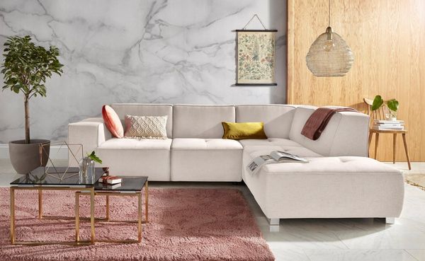 INOSIGN Ecksofa Sapporo L-Form, wahlweise Bettfunktion oder Sitztiefenverstellung, Federkern