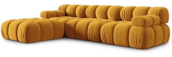 Micadoni Modulares Sofa Bellis 4-Sitzer mit flachem Modul Samt Bluvel Gelb Bild 2