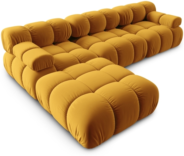 Micadoni Modulares Sofa Bellis 4-Sitzer mit flachem Modul Samt Bluvel Gelb Bild 3