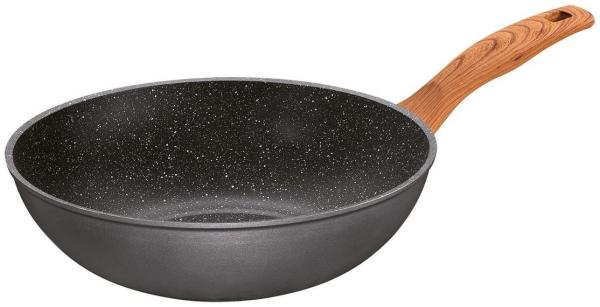 STONELINE Wok, Aluminium (5-tlg), mit echten Steinpartikeln, induktionsgeeignet, Made in Germany