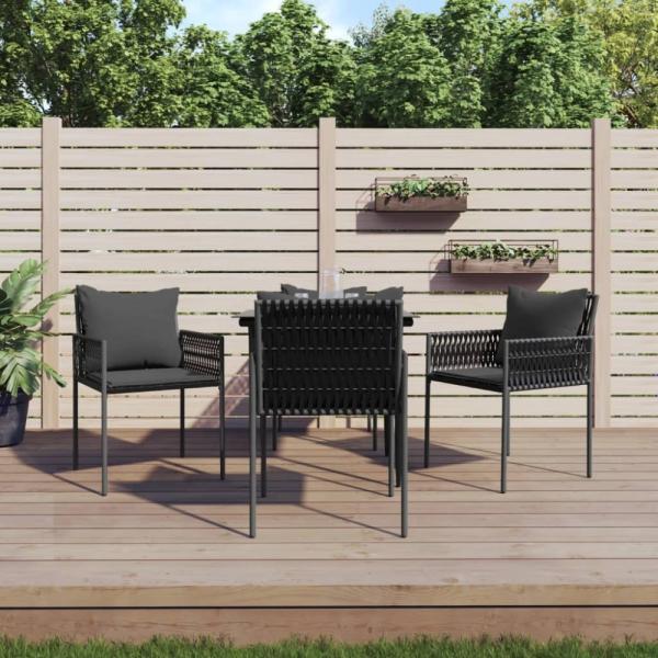 vidaXL 5-tlg. Garten-Essgruppe mit Kissen Poly Rattan und Stahl 3187052