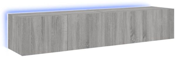 vidaXL TV-Wandschränke mit LED-Leuchten 2 Stk. Grau Sonoma 80x35x31 cm 837292 Bild 2