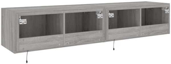 vidaXL TV-Wandschränke mit LED-Leuchten 2 Stk. Grau Sonoma 80x35x31 cm 837292 Bild 11