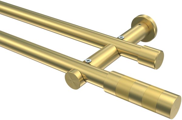 Gardinenstangen-Set Platon Mavell 100 cm, 2-läufig (ohne Ringe), 20 mm Ø Messing-Optik