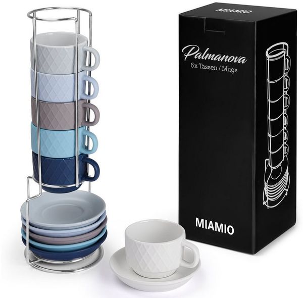 MiaMio Espressotasse Palmanova Ocean Blau, 75 ml, 6-tlg, Keramik