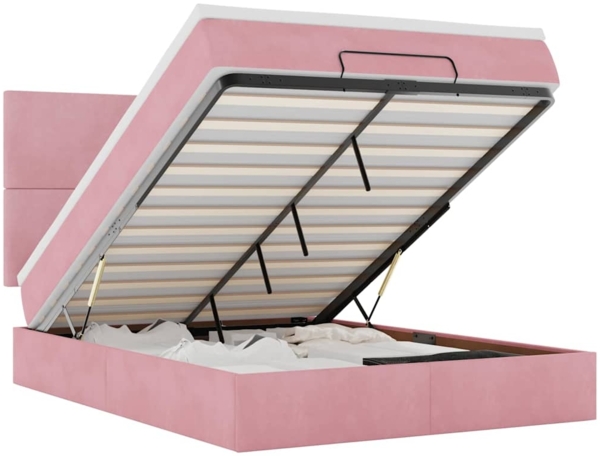 vidaXL Ottoman-Bett mit Matratzen & LEDs Rosa 140x190 cm Samt 3314251