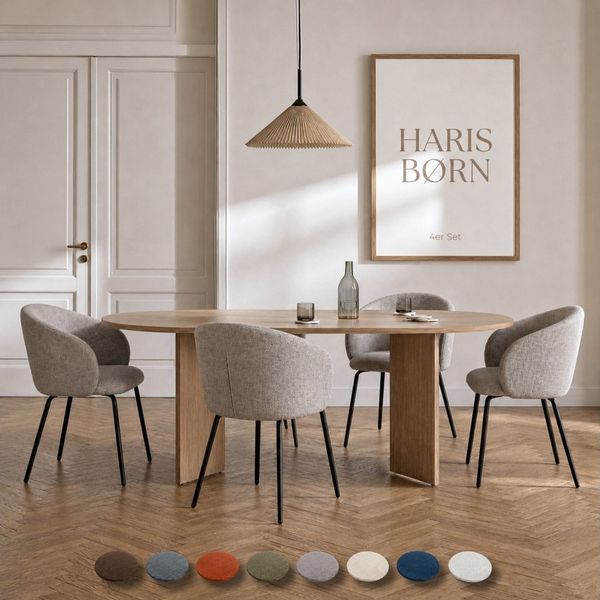 Haris Børn Esszimmerstuhl mit Armlehnen - Hochwertige Polsterstühle für Esszimmer (Set, 4 St), Premium Esszimmer Stühle & Wohnzimmer Stühle
