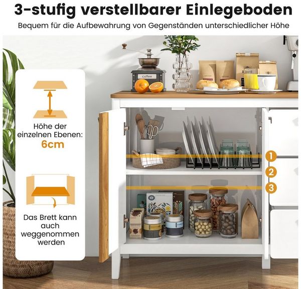 KOMFOTTEU Sideboard, Buffetschrank Küchenschrank mit Schubladen & Schrank