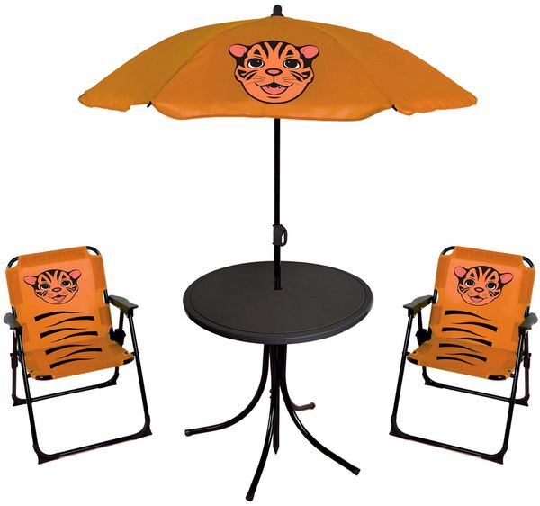 4tlg Kinder Campingmöbel Set 2 x Campingstuhl + Tisch + Sonnenschirm