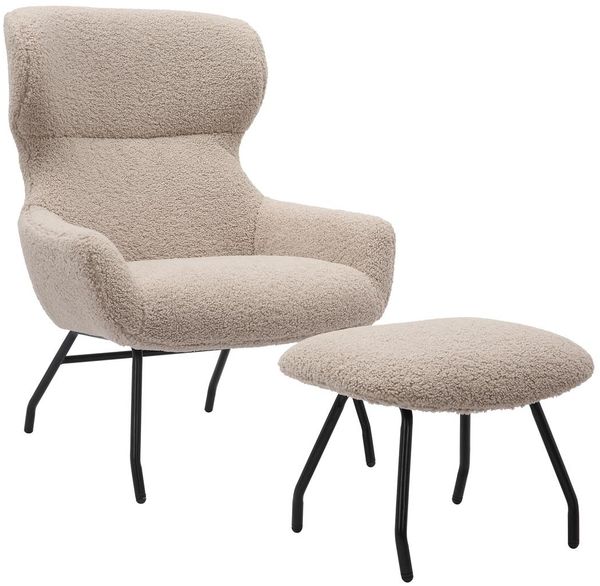 Sessel und Hocker Set Teddyfell Taupe