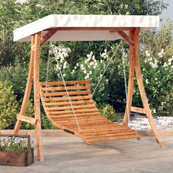 vidaXL Hollywoodschaukel mit Dach Massivholz Fichte mit Teak-Finish 3200625