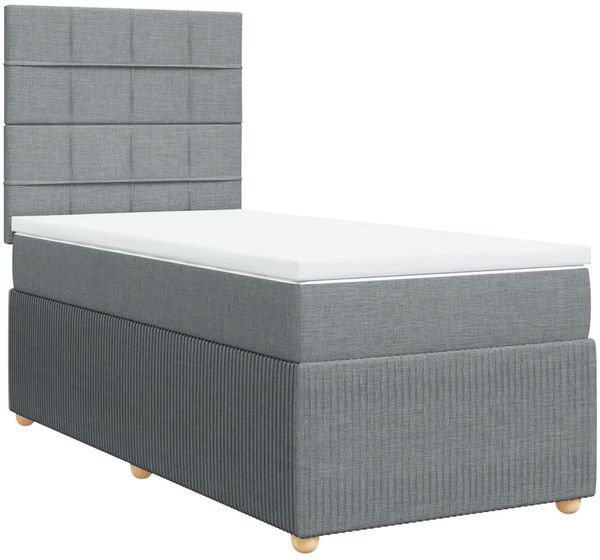 vidaXL Boxspringbett mit Matratze Hellgrau 90x190 cm Stoff 3294211 Bild 3