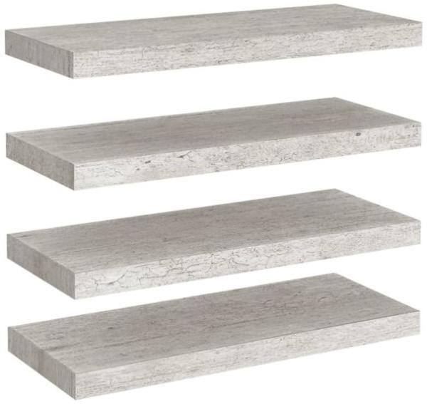 vidaXL Schweberegale 4 Stk. Betongrau 60x23,5x3,8 cm MDF 326599