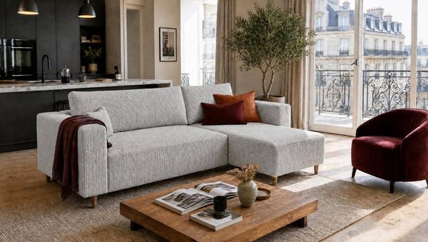 MARPUR Ecksofa RIO, Cordstoff, Bettfunktion und Bettkasten