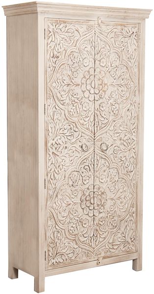 DRW Kleiderschrank, Holz, Weiß, gebeizt, 195 x 45 x 100 cm
