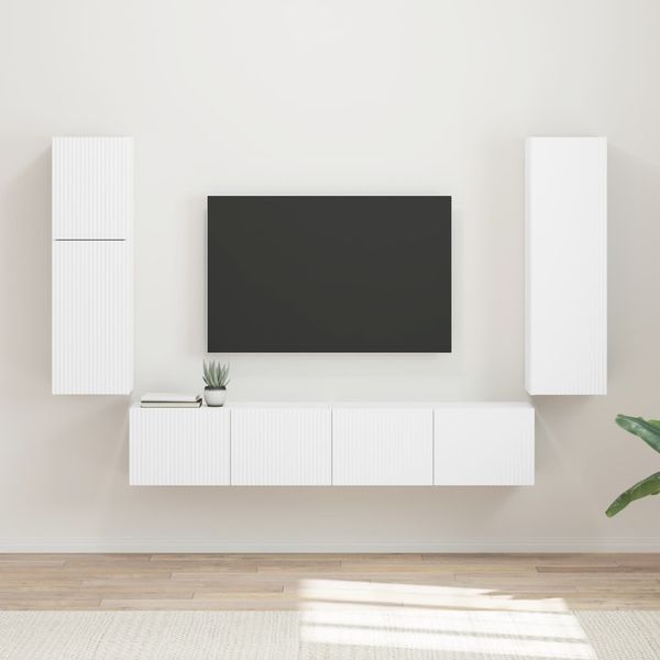 TV-Schrank Wandmontiert 4 pcs,TV-Hängeboard Weiß Holzwerkstoff