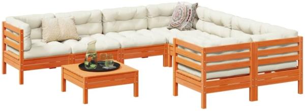 vidaXL 9-tlg. Garten-Sofagarnitur mit Kissen Wachsbraun Kiefernholz 3299374