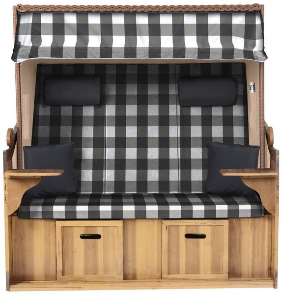 Strandkorb Hanse Strandkorb Strandkorb Ostsee XXL 2,5-Sitzer Volllieger Beige Anthrazit, BxTxH: 150x80x160 cm, Ostsee XXL Volllieger, Ostsee 2,5-Sitzer Modell 2025, Stabiles Wacholder mit handgefertigtem Polyrattangeflecht