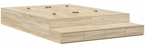 vidaXL Aufbewahrungsbettgestell Sonoma-Eiche 140 cm Holzwerkstoff 3335639