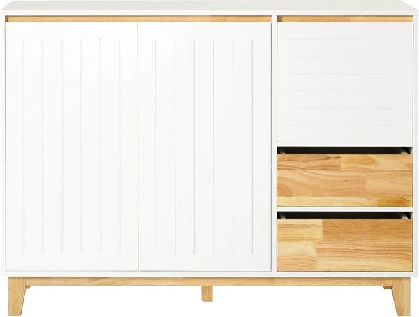 SoBuy FSB75-WN Sideboard, MDF, Lackiert, Weiß, 120 x 90 x 40 cm