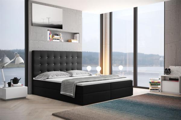 Boxspringbett Schlafzimmerbett TRIANA 160x200cm in Stoff Schwarz