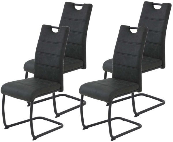 4er Set Schwingstuhl Dunja - Vintage Anthrazit