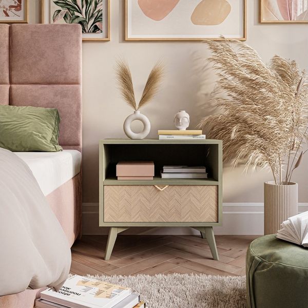 Lookway Nachttisch ALOE Nachtschrank mit Schublade, Breite: 54