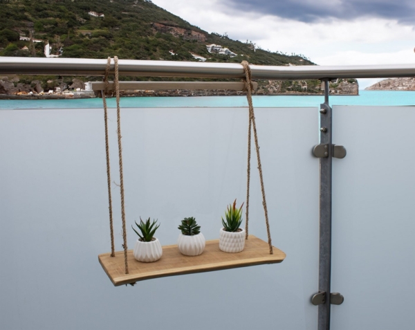 Spetebo Hängeregal Teak Hängeregal mit Naturkordel - 50 x 23 cm, Packung 1-tlg, Holz Wandregal zum Hängen Bild 3