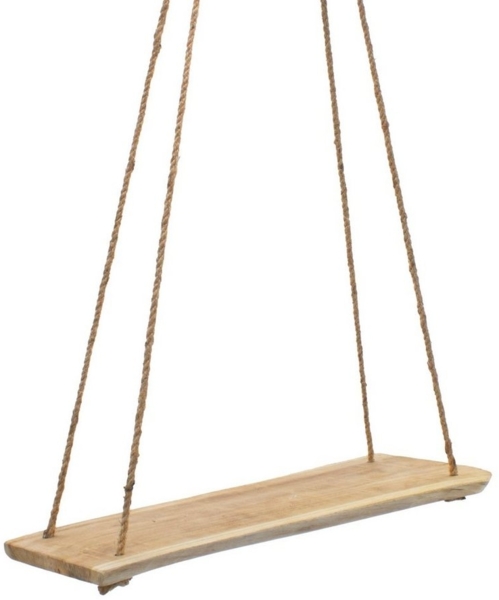 Spetebo Hängeregal Teak Hängeregal mit Naturkordel - 50 x 23 cm, Packung 1-tlg, Holz Wandregal zum Hängen Bild 2