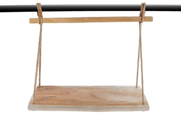 Spetebo Hängeregal Teak Hängeregal mit Naturkordel - 50 x 23 cm, Packung 1-tlg, Holz Wandregal zum Hängen Bild 4