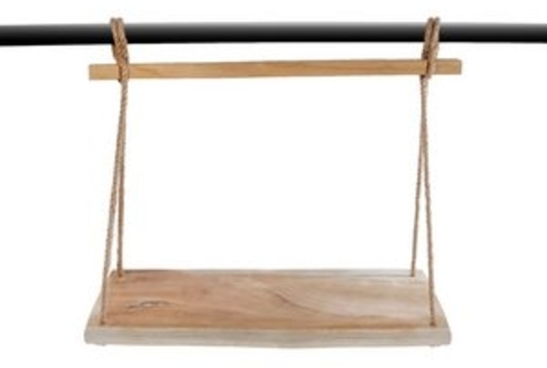 Spetebo Hängeregal Teak Hängeregal mit Naturkordel - 50 x 23 cm, Packung 1-tlg, Holz Wandregal zum Hängen Bild 6