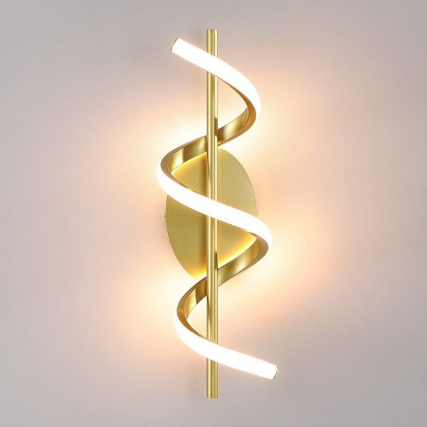 BlingBin LED Wandleuchte 14W 2100LM Wandlampe LED Modern, Warmweiß Wandbeleuchtung, gebogene Design, LED fest integriert, Warmweiß, Wandleuchte golden für Wohnzimmer Korridor Treppen und Flur