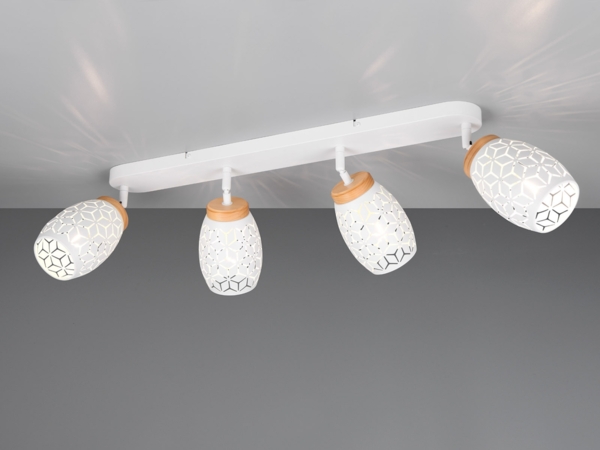 Deckenstrahler BIDAR Weiß 4-flammig mit Stanzmuster, Breite 74cm