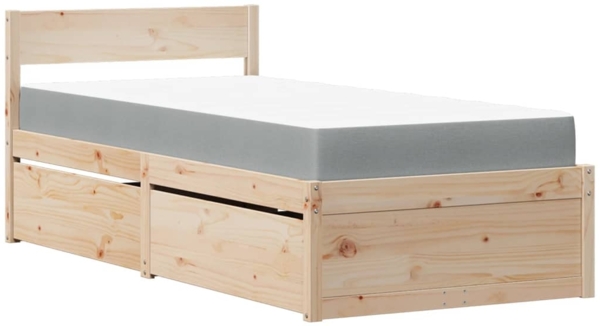 Bett mit Schubladen und Matratze 90x200 cm Massivholz Kiefer