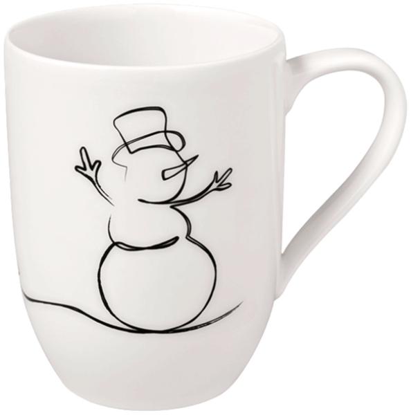 Villeroy & Boch Vorteilset 6 Stück Statement Lines Becher mit Henkel XMAS Premium Porcelain weiß,schwarz 1016298001