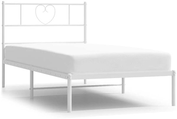 Einzelbettgestell Design für Erwachsene mit Kopfteil Metall Weiß 100x190 cm d2838e