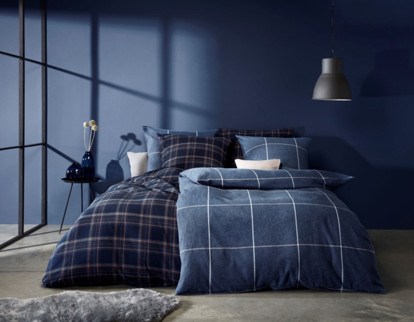 Fleuresse Lech Edelflanell Bettwäsche 200x220 Karo indigo blau rost 604310-02 Bild 4