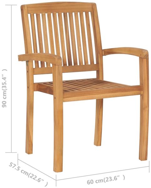 vidaXL Stapelbare Gartenstühle mit Kissen 6 Stk. Massivholz Teak 3073278 Bild 12