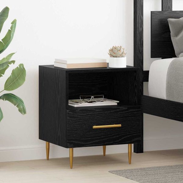 vidaXL Nachttisch Schwarz 40 x 35 x 47,5 cm Holzwerkstoff 882079