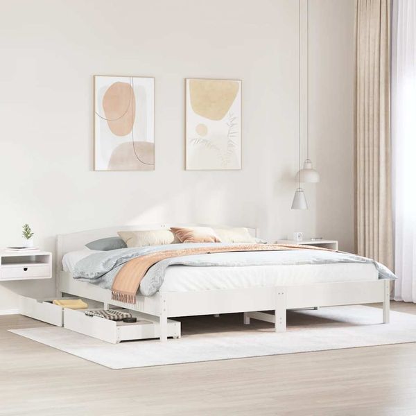 vidaXL Massivholzbett ohne Matratze Weiß 180x200 cm Kiefernholz 3301819