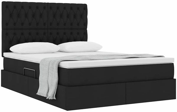 vidaXL Aufbewahrungsbett mit Matratze Schwarz 140 x 190 cm Stoff 3371843 Bild 3