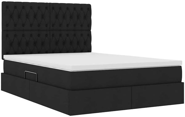 vidaXL Aufbewahrungsbett mit Matratze Schwarz 140 x 190 cm Stoff 3371843 Bild 5