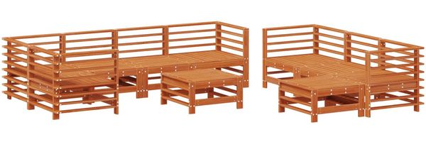 vidaXL Garten-Lounge-Set 10 pcs Wachsbraun Massives Kiefernholz 3418115 Bild 3