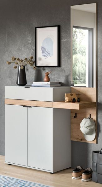 Garderobe Set 2-tlg. Janko in grau und Eiche 110 cm