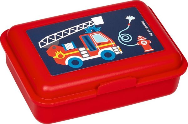 COPPENRATH DIE SPIEGELBURG Lunchbox Kl. Butterbrotdose Feuerwehr rot (Wenn ich mal groß bin) Brotzeitbox, Kunststoff, (Set, 2-tlg, 1), rot