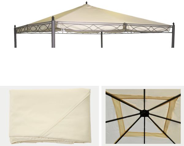 Ersatzbezug für Dach Pergola Pavillon Cadiz 4x4m ~ creme