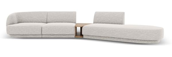 Micadoni Modulares Sofa Miley 4-Sitzer mit 1 Armlehne Rechts Chenille Haga Hellgrau