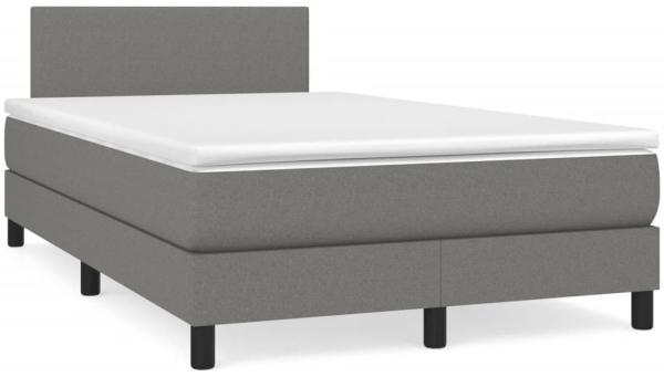 vidaXL Boxspringbett mit Matratze, Stoff, Dunkelgrau, 120 x 190 cm, H2