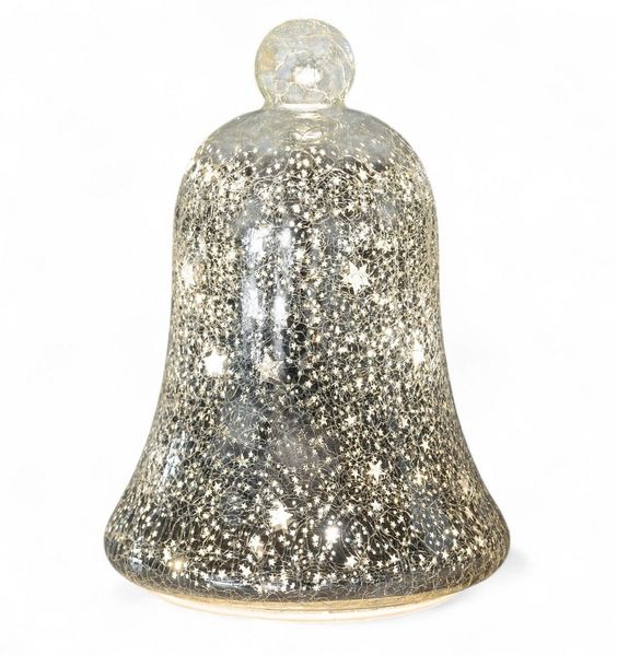 formano LED Dekolicht Glas-Glocke Weihnachten Frosty Sterne 22 cm mit Timer Winter Deko, LED fest integriert
